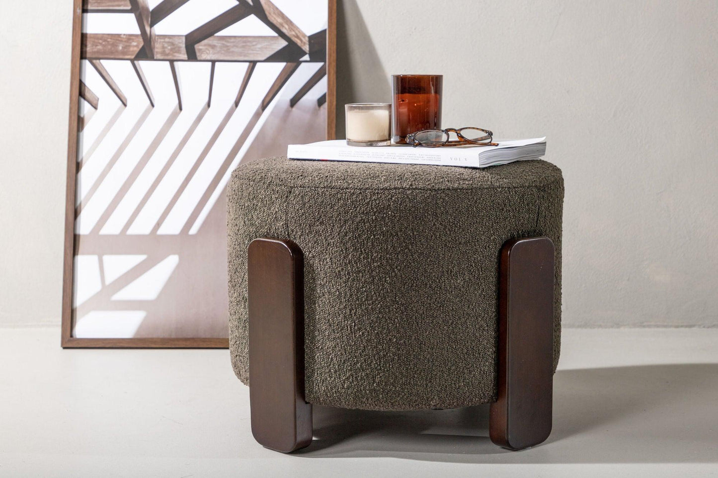 lecanapé Hocker mit Holz-Füßen