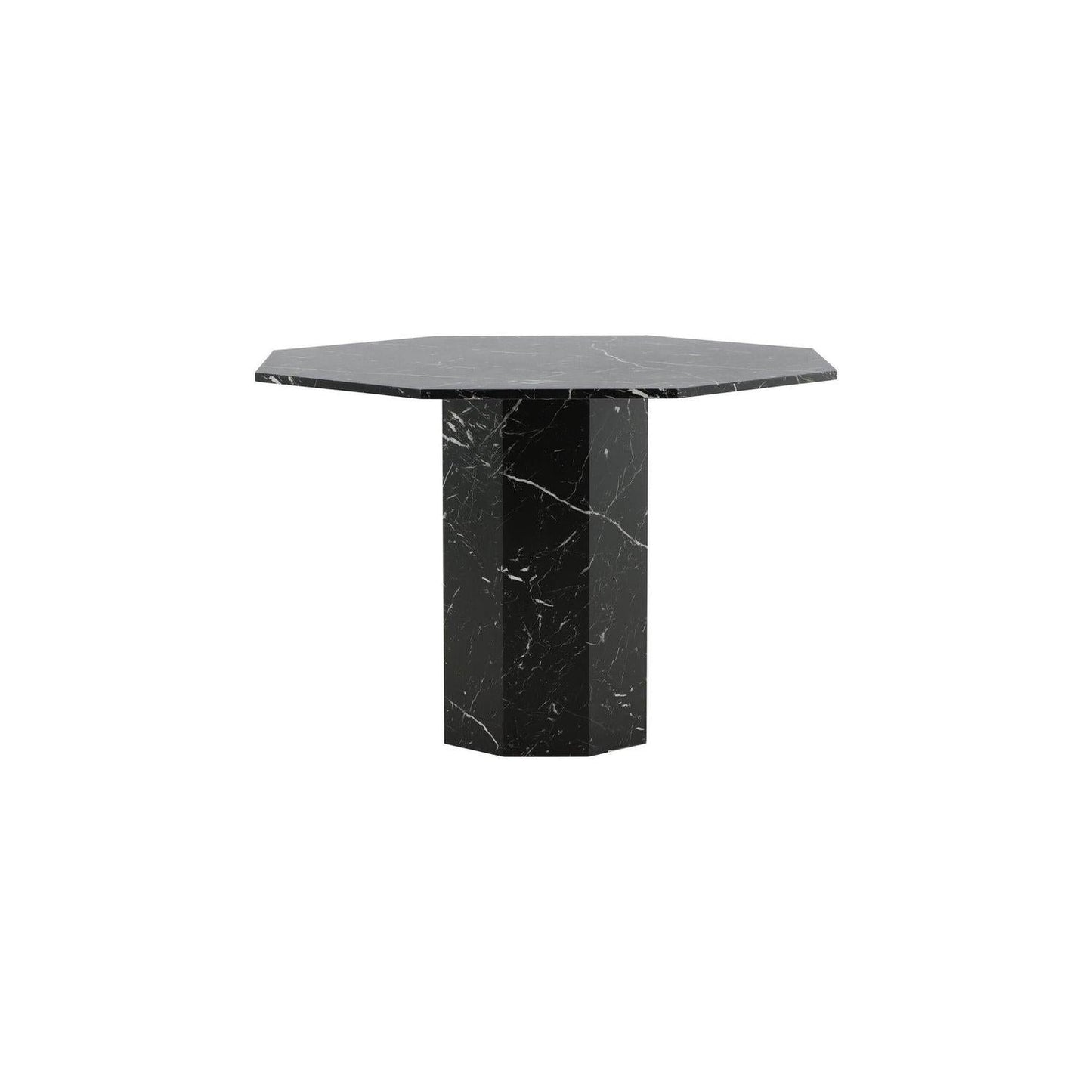 Esstisch Marbs ø110cm - Schwarzes Glas mit Marmoroptik-Esstisch Rund-Venture Home-le canapé