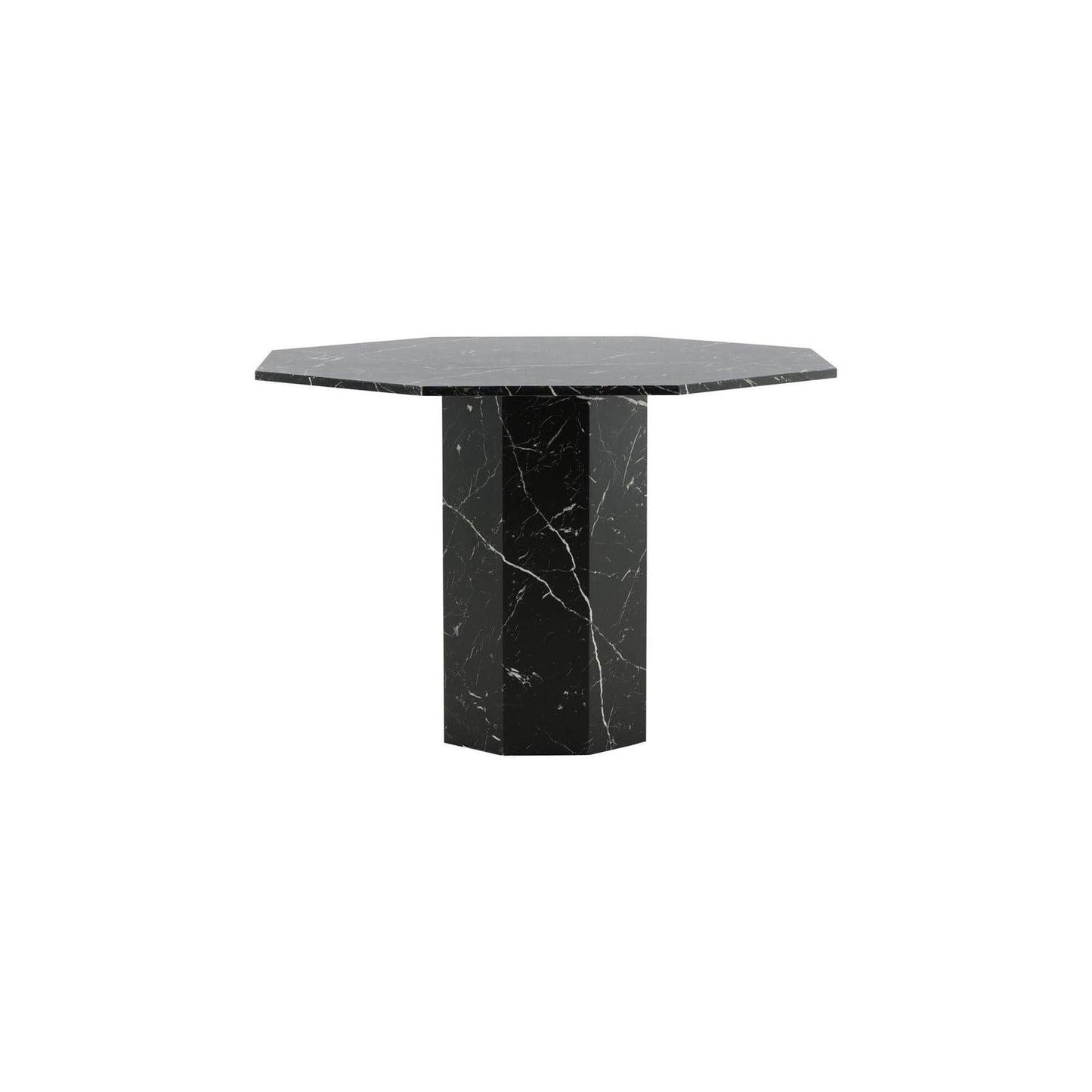 Esstisch Marbs ø110cm - Schwarzes Glas mit Marmoroptik-Esstisch Rund-Venture Home-le canapé