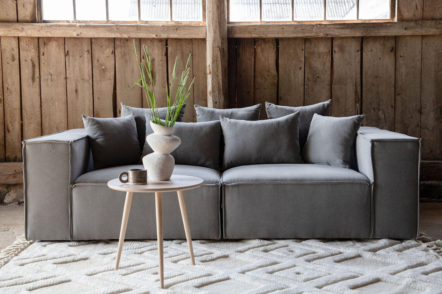 Gillholmen 3-Sitzer Sofa aus Leinen - Grau-Einzelsofas-Vind-Grau-le canapé