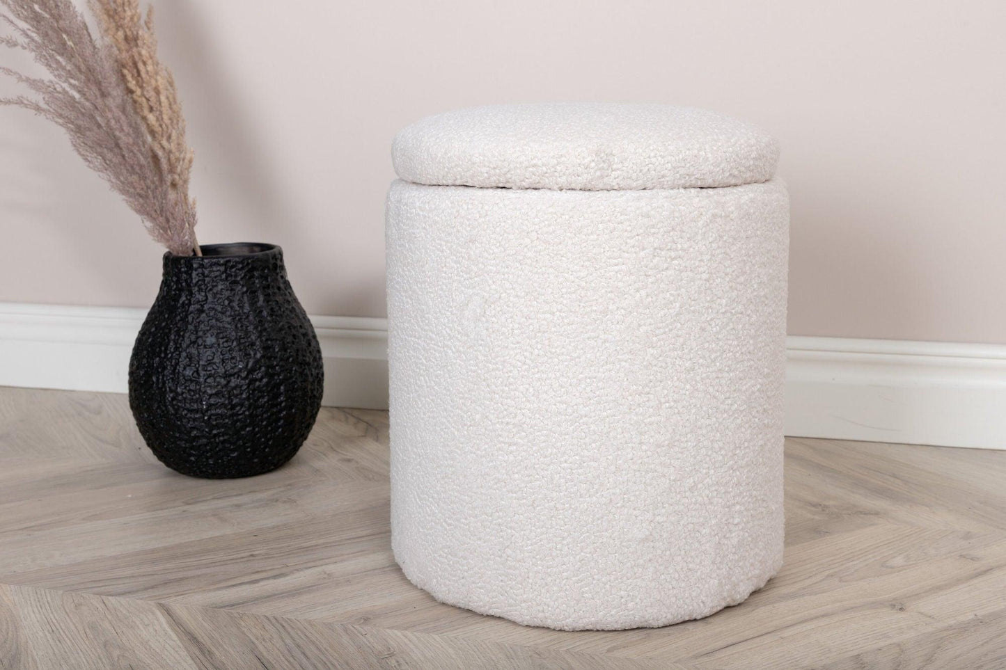 lecanapé Pouf aus Teddy-Bouclé - Weiß