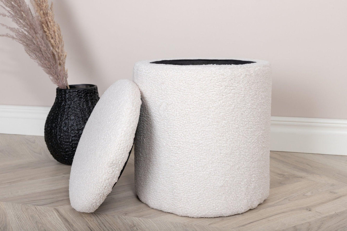lecanapé Pouf aus Teddy-Bouclé - Weiß