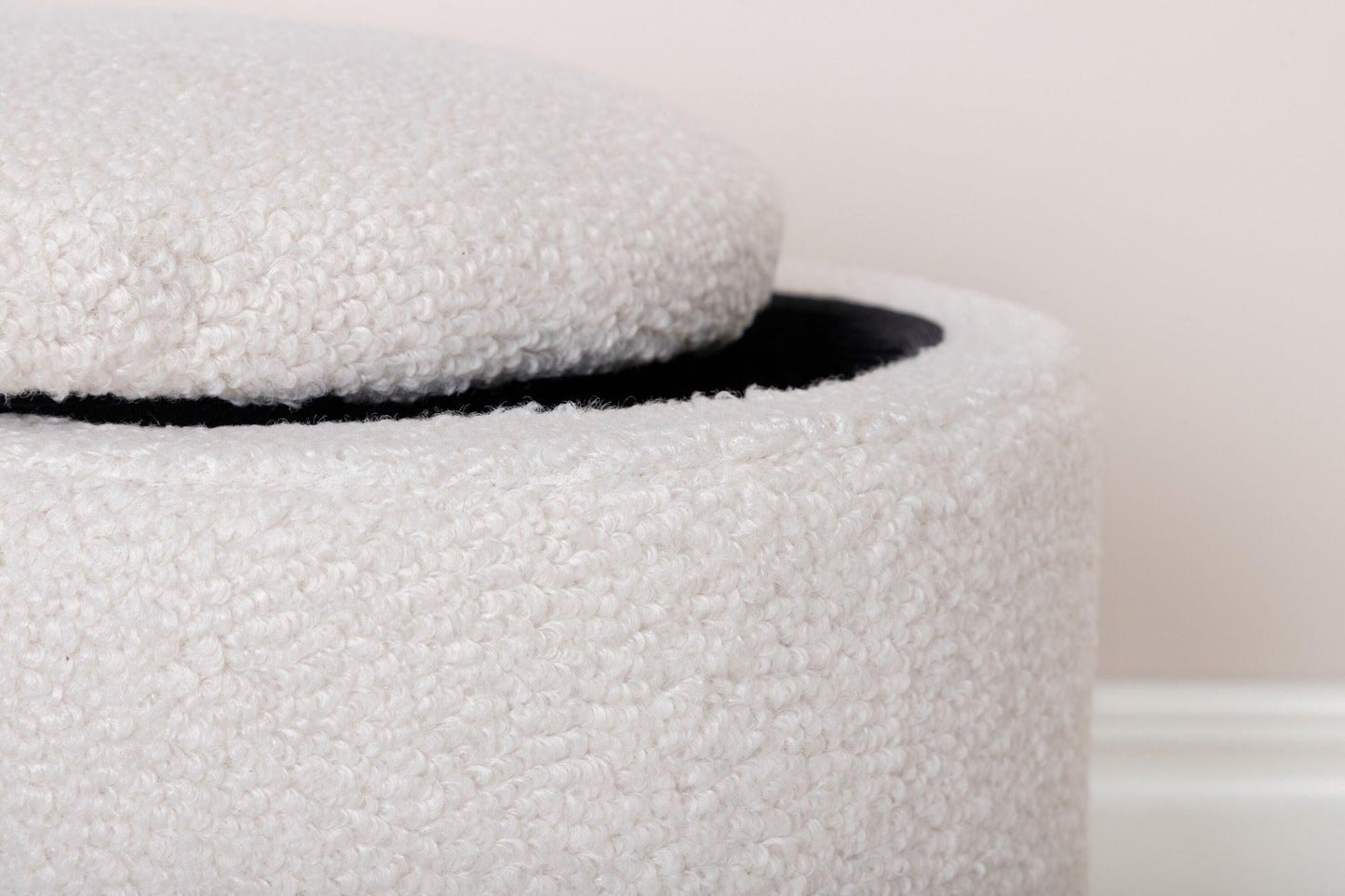 lecanapé Pouf aus Teddy-Bouclé - Weiß