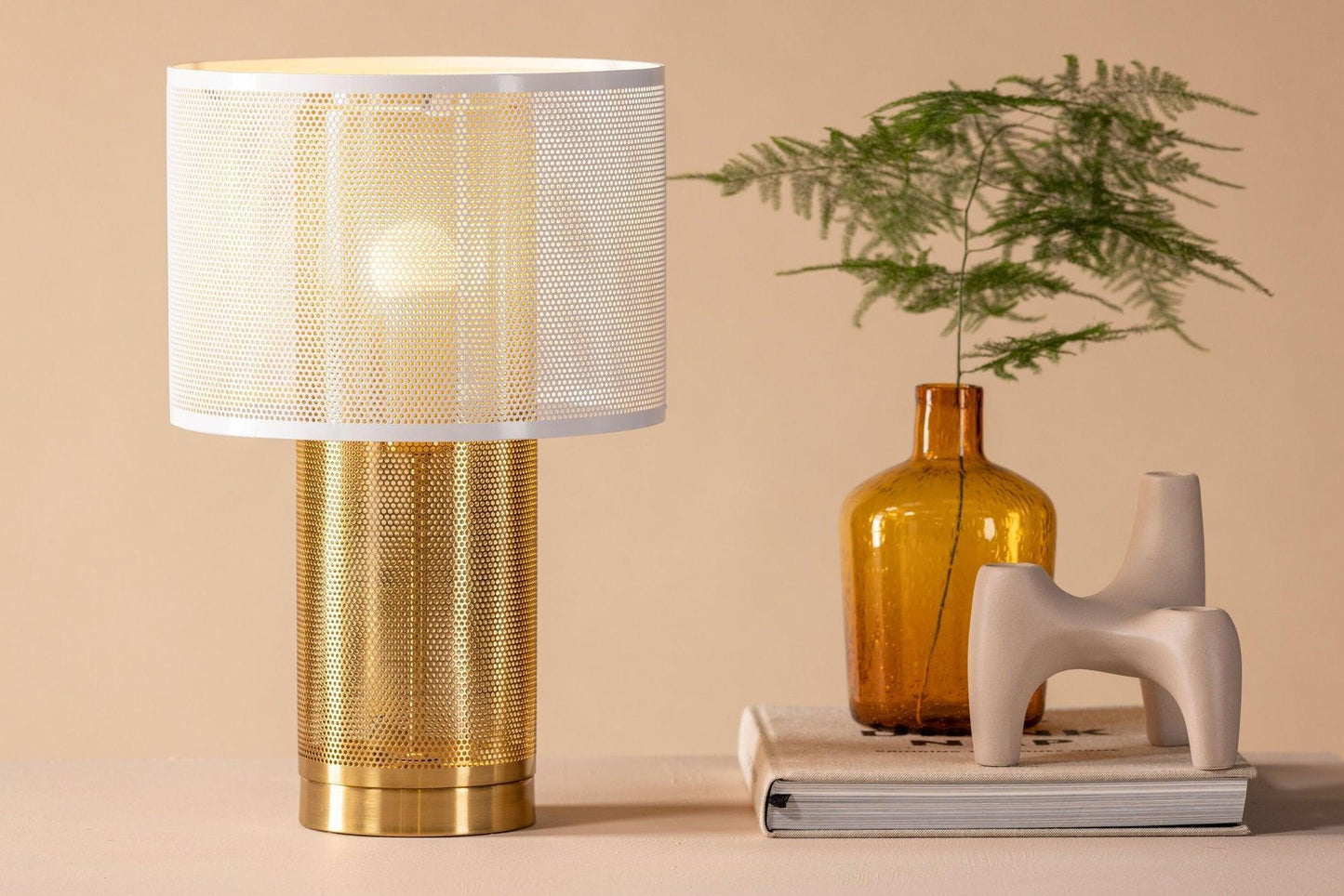Tischlampe Gap - Gold & weißes Metall-Tischlampe-Venture Home-le canapé