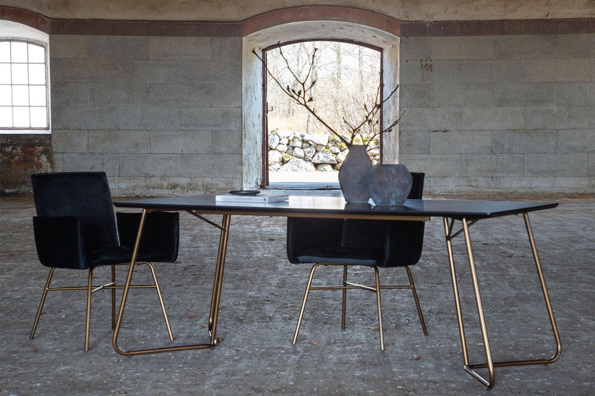 Esstisch Petra 190*90cm - Schwarz / Kupfer-Esstisch Rechteckig-Venture Home-le canapé