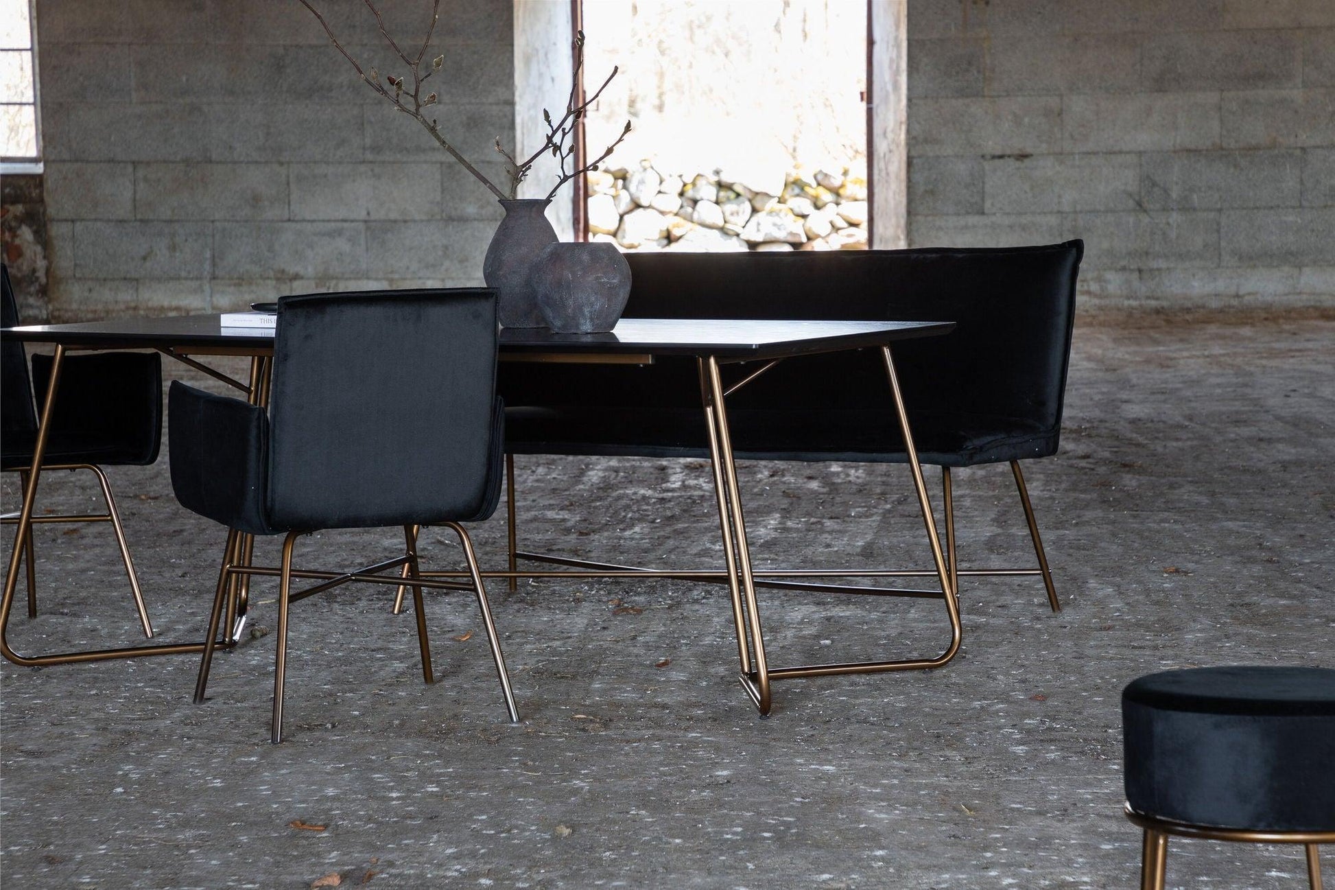 Esstisch Petra 190*90cm - Schwarz / Kupfer-Esstisch Rechteckig-Venture Home-le canapé