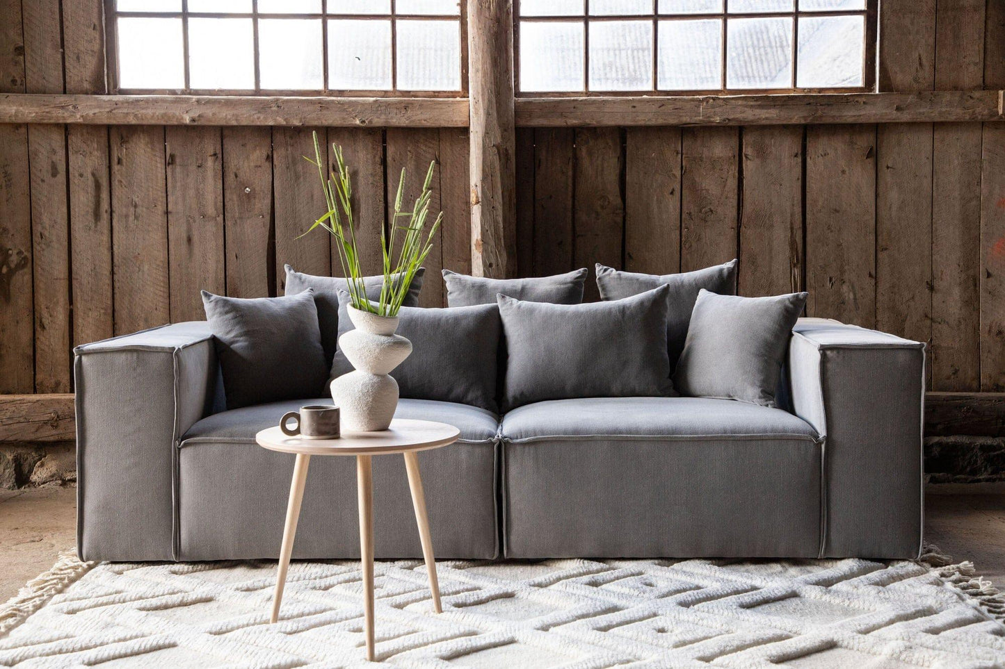 Gillholmen 3-Sitzer Sofa aus Leinen - Grau-Einzelsofas-Vind-Grau-le canapé