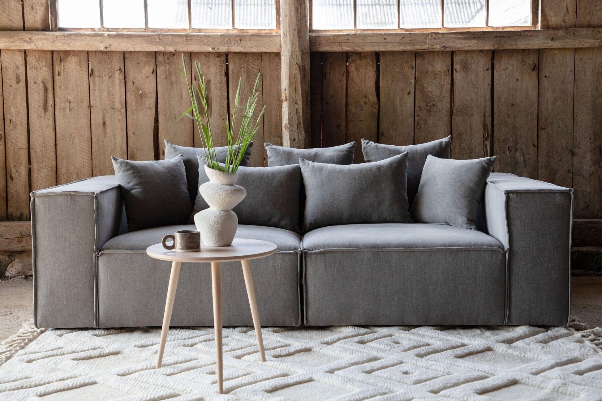Gillholmen 3-Sitzer Sofa aus Leinen - Grau-Einzelsofas-Vind-Grau-le canapé