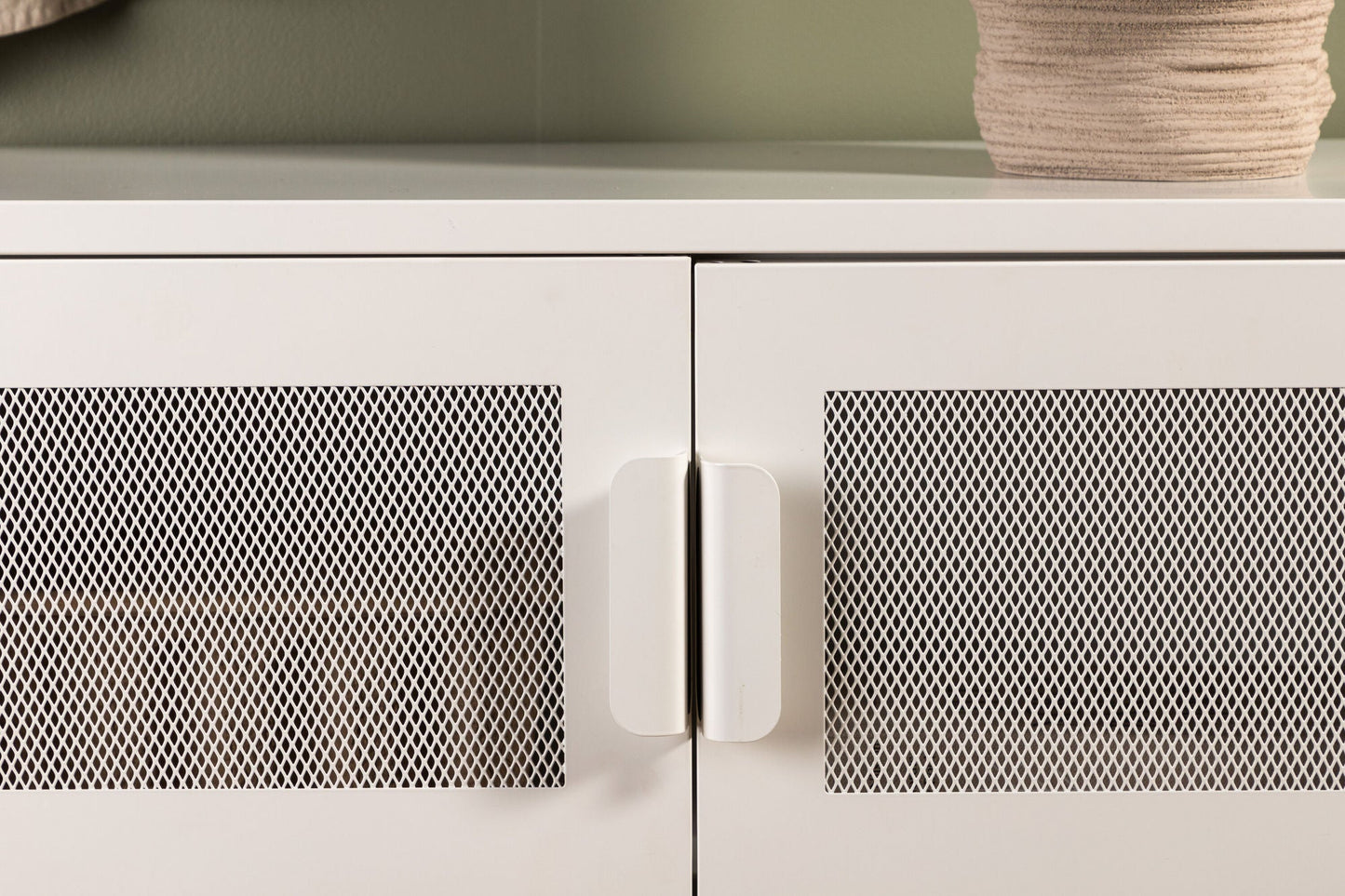 Kommode Nett 90cm mit Gittertüren - Weiß-Kommoden-Venture Home-le canapé