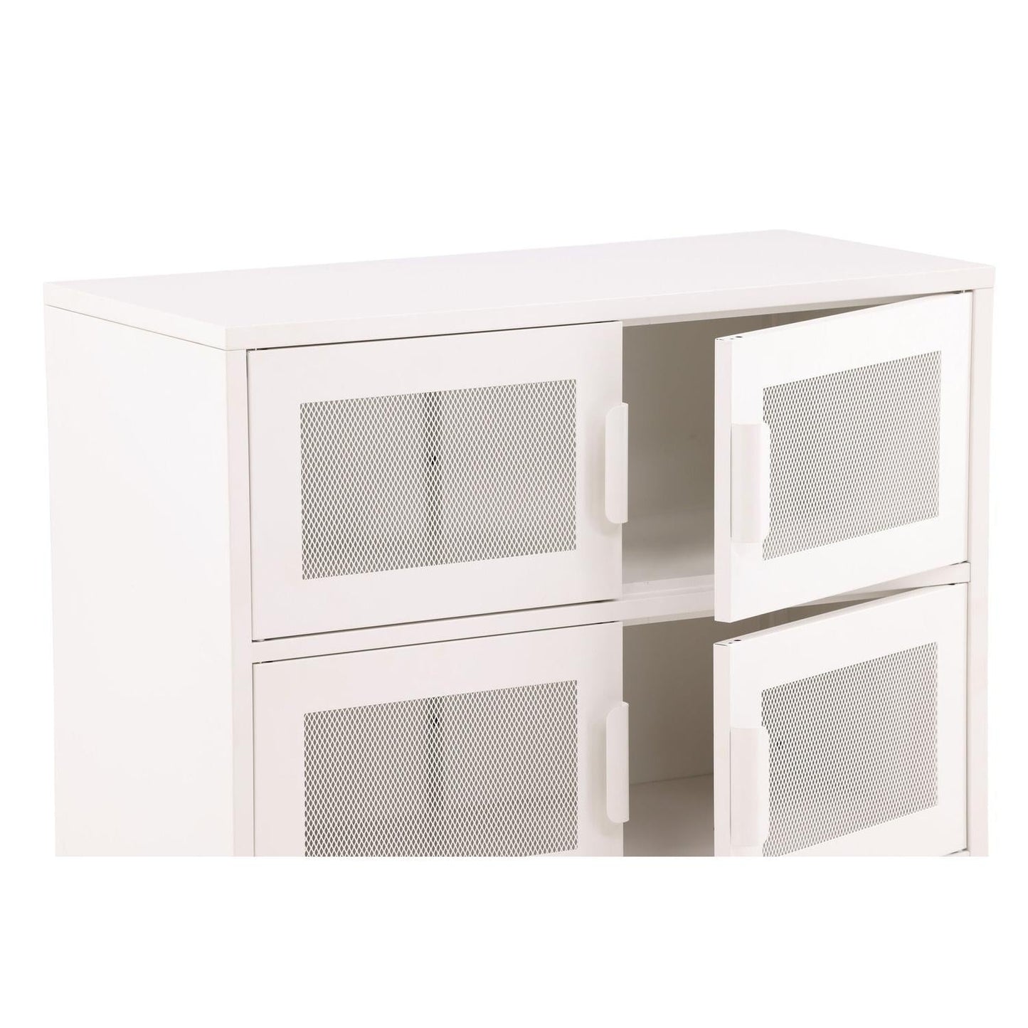 Kommode Nett 90cm mit Gittertüren - Weiß-Kommoden-Venture Home-le canapé