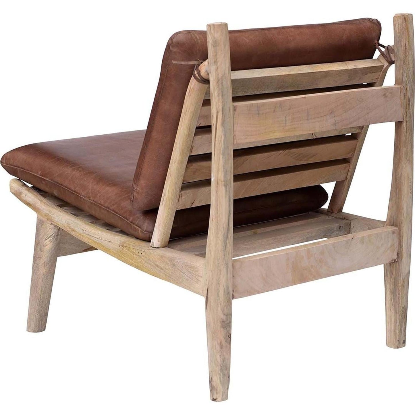 Loungesessel James - braunes Leder & Mangoholz-Ledersessel-Trademark Living-le canapé