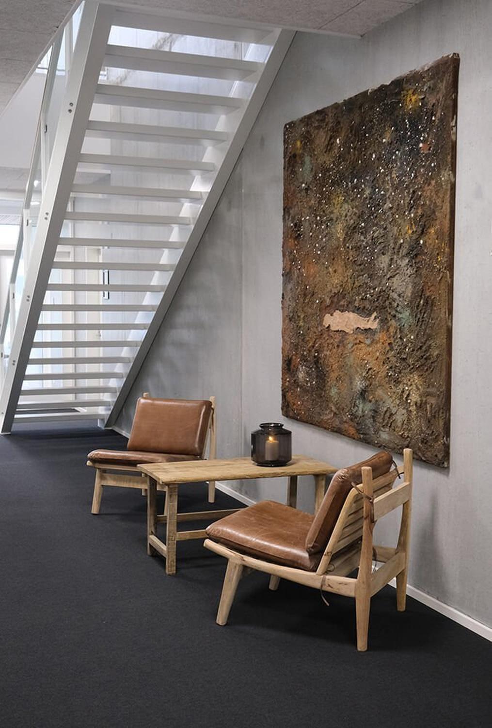 Loungesessel James - braunes Leder & Mangoholz-Ledersessel-Trademark Living-le canapé
