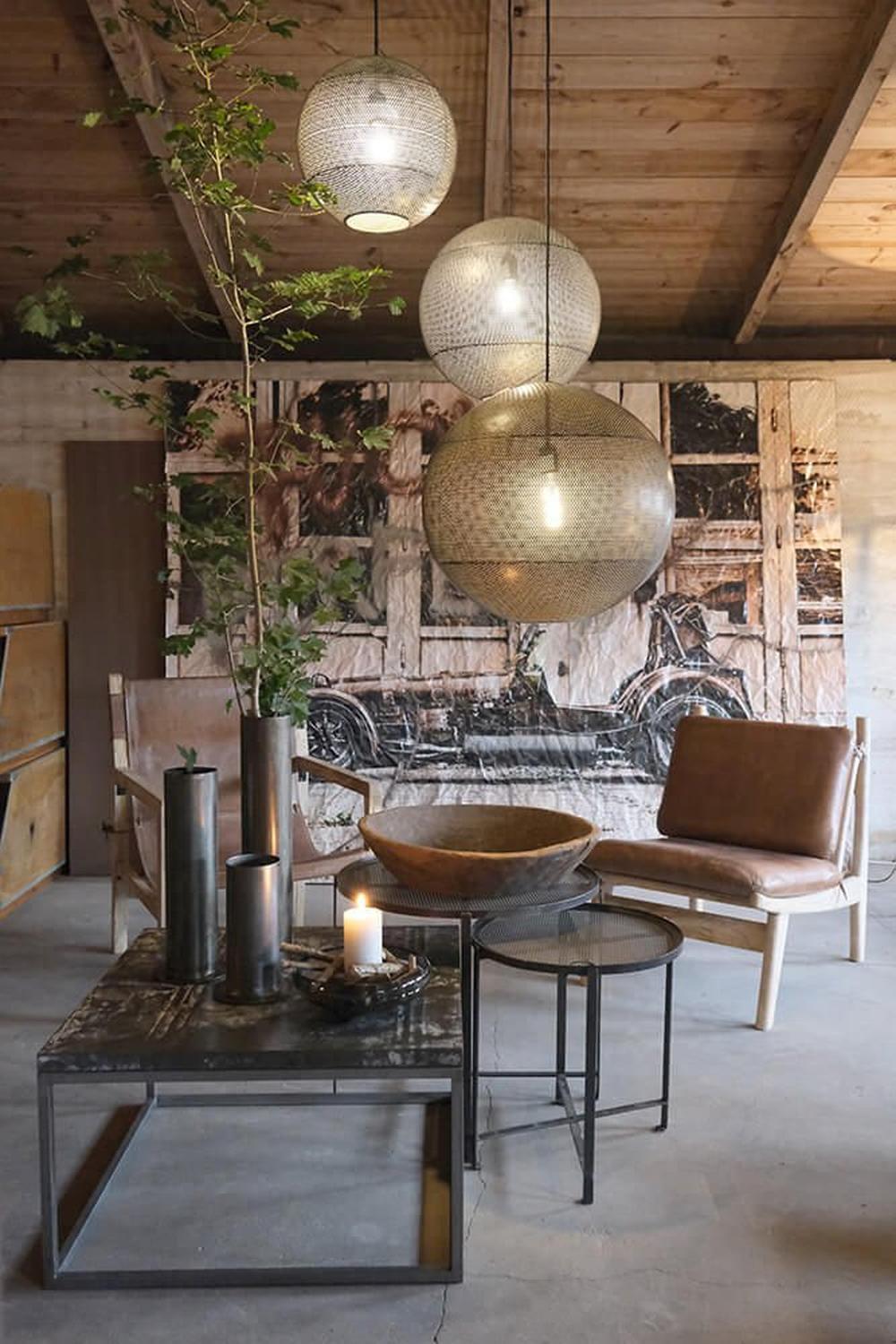 Loungesessel James - braunes Leder & Mangoholz-Ledersessel-Trademark Living-le canapé