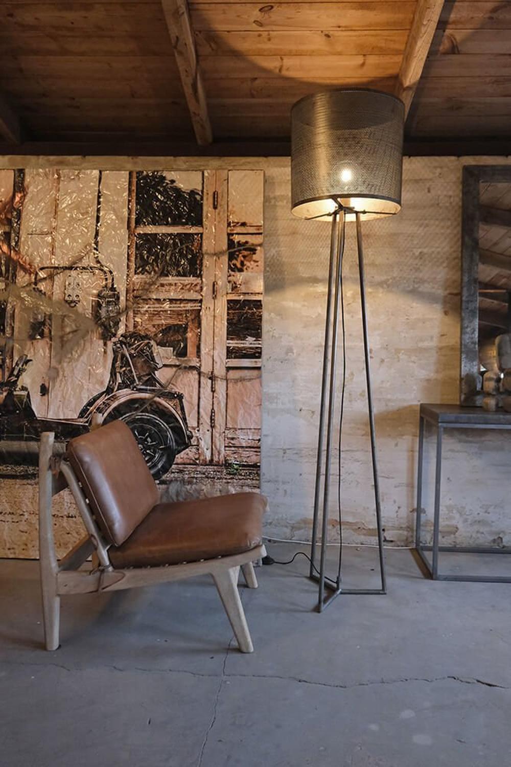 Loungesessel James - braunes Leder & Mangoholz-Ledersessel-Trademark Living-le canapé