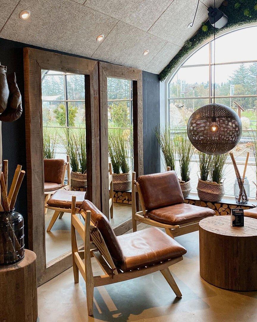 Loungesessel James - braunes Leder & Mangoholz-Ledersessel-Trademark Living-le canapé