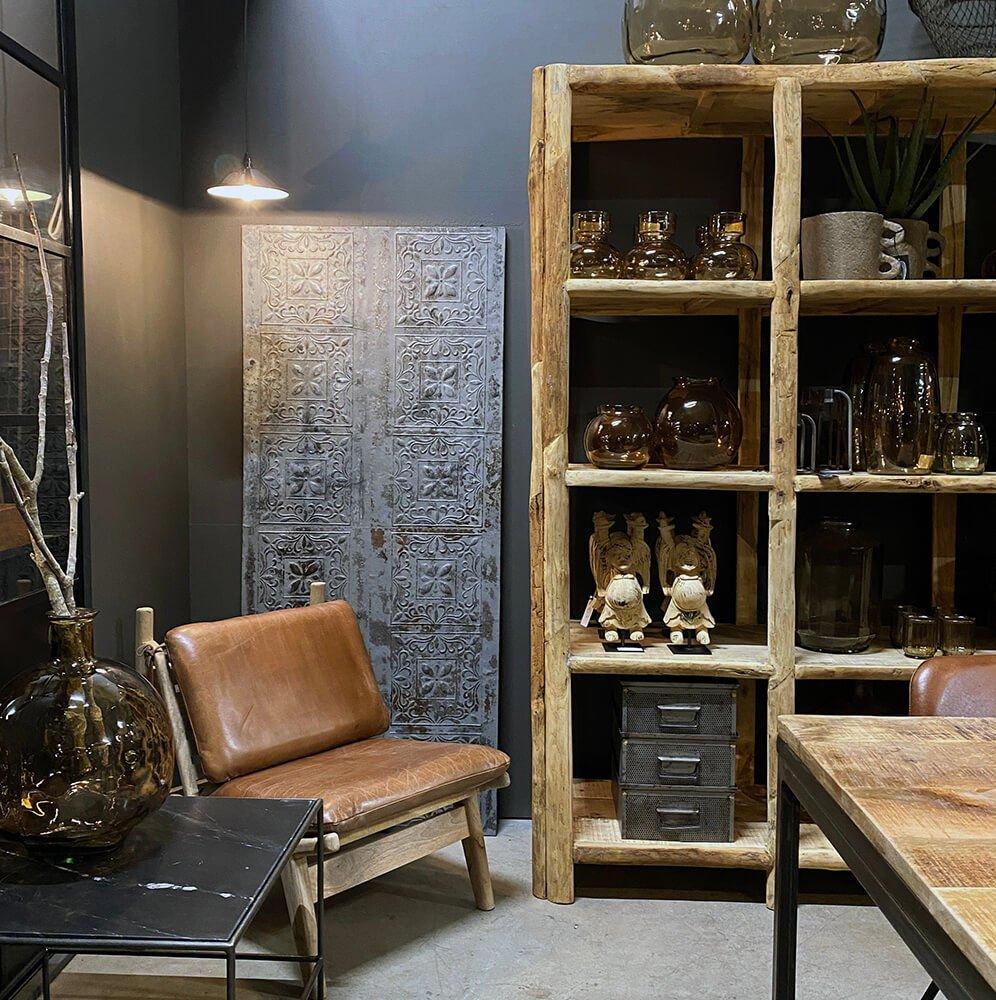 Loungesessel James - braunes Leder & Mangoholz-Ledersessel-Trademark Living-le canapé