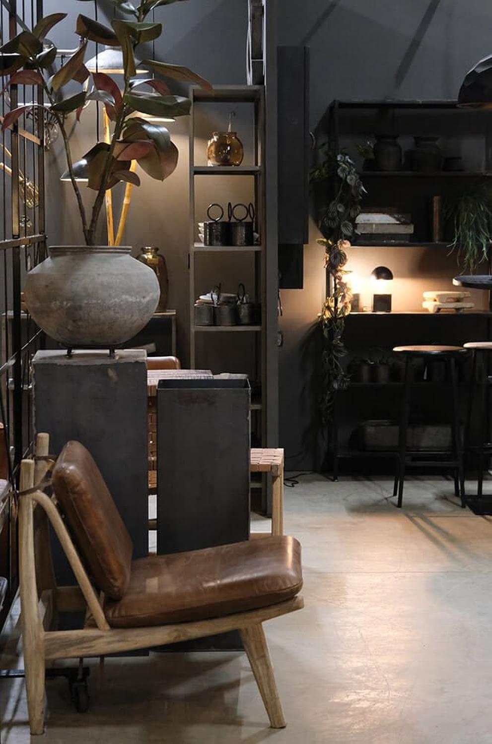 Loungesessel James - braunes Leder & Mangoholz-Ledersessel-Trademark Living-le canapé