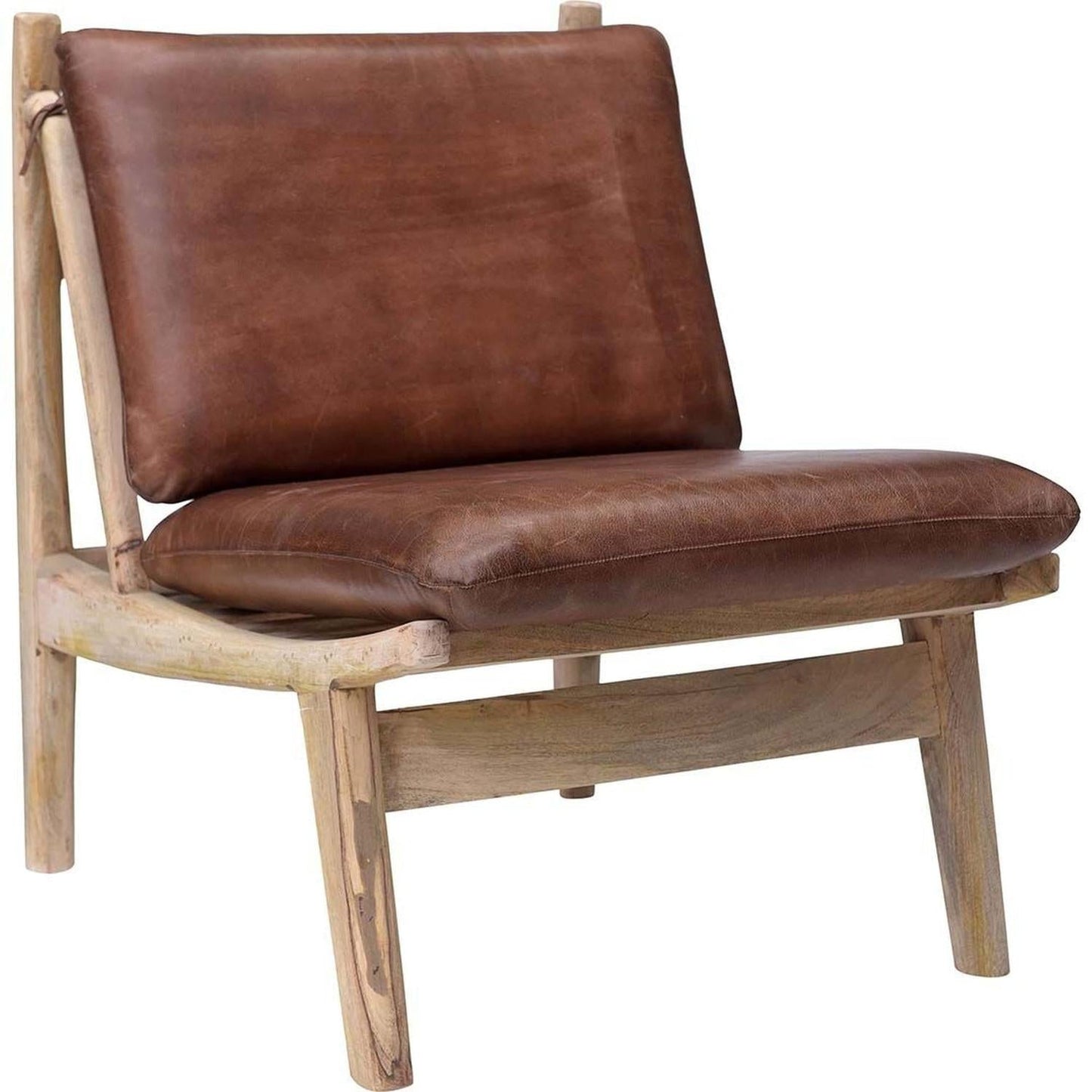 Loungesessel James - braunes Leder & Mangoholz-Ledersessel-Trademark Living-le canapé