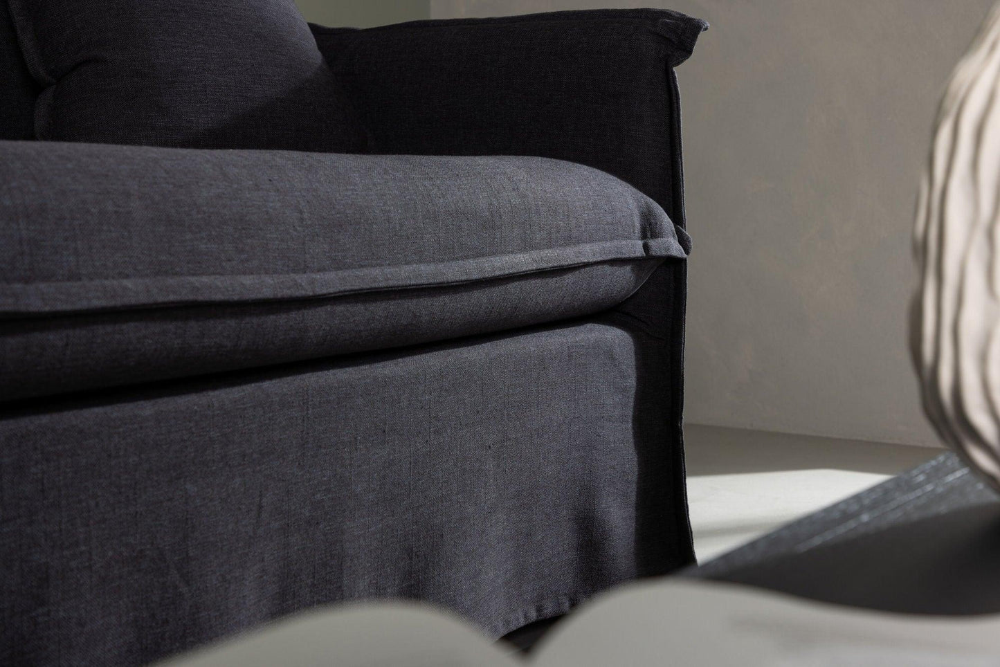 Nova 3-Sitzer Sofa aus Leinen - Schwarz-Einzelsofas-Venture Home-le canapé