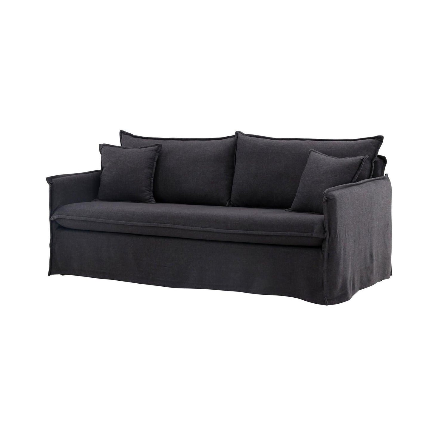 Nova 3-Sitzer Sofa aus Leinen - Schwarz-Einzelsofas-Venture Home-le canapé