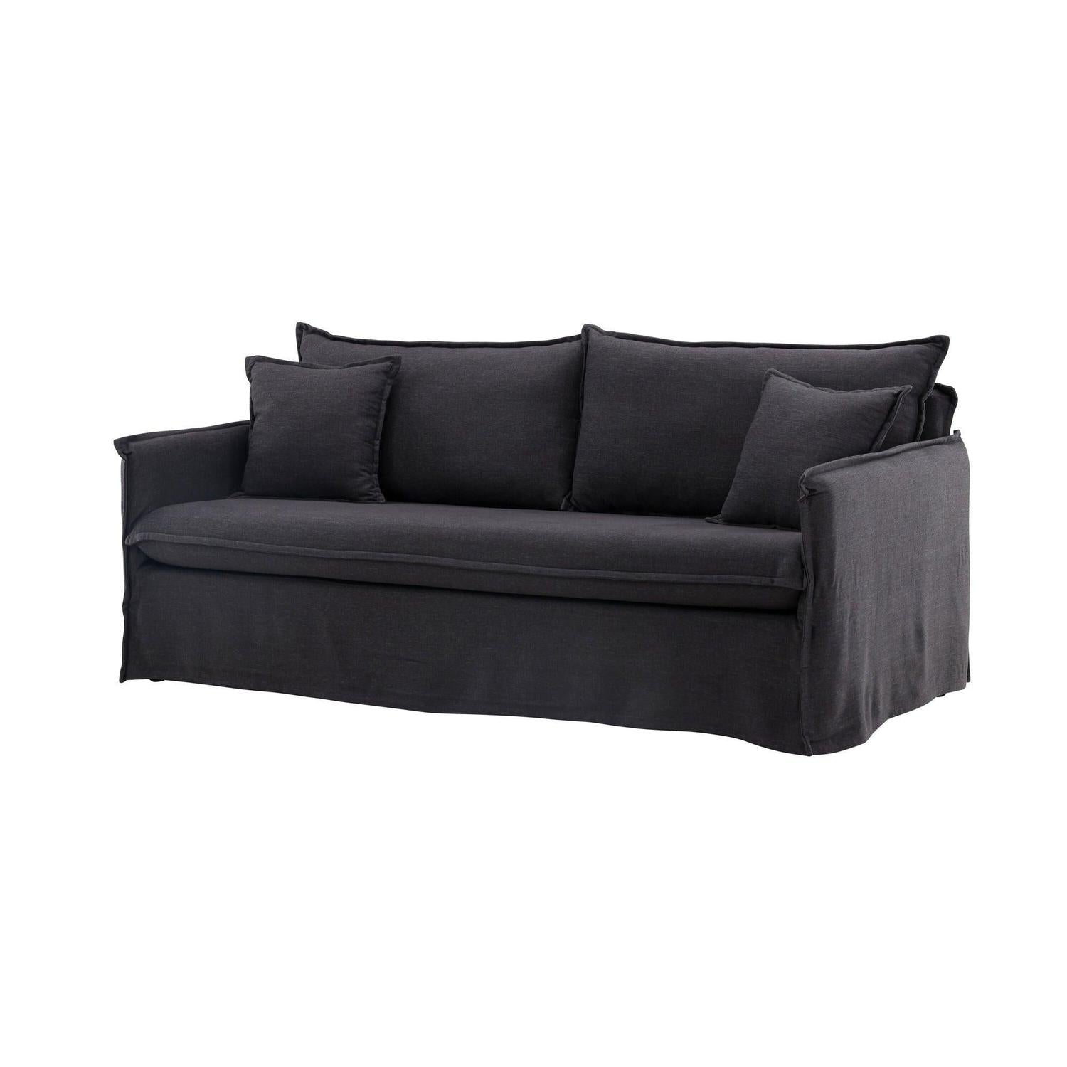 Nova 3-Sitzer Sofa aus Leinen - Schwarz-Einzelsofas-Venture Home-le canapé