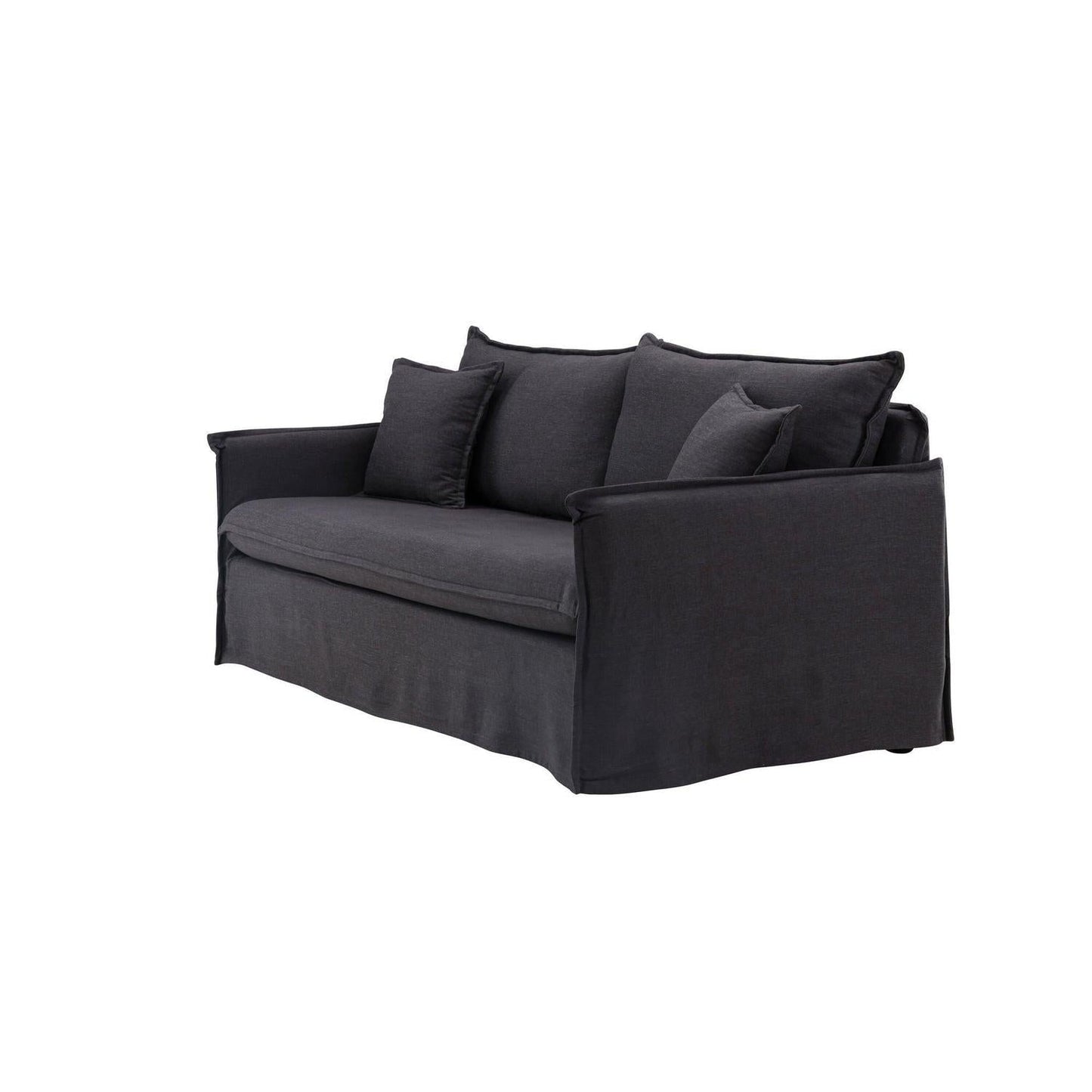 Nova 3-Sitzer Sofa aus Leinen - Schwarz-Einzelsofas-Venture Home-le canapé