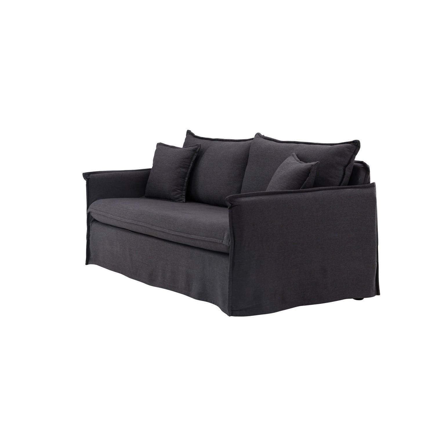 Nova 3-Sitzer Sofa aus Leinen - Schwarz-Einzelsofas-Venture Home-le canapé
