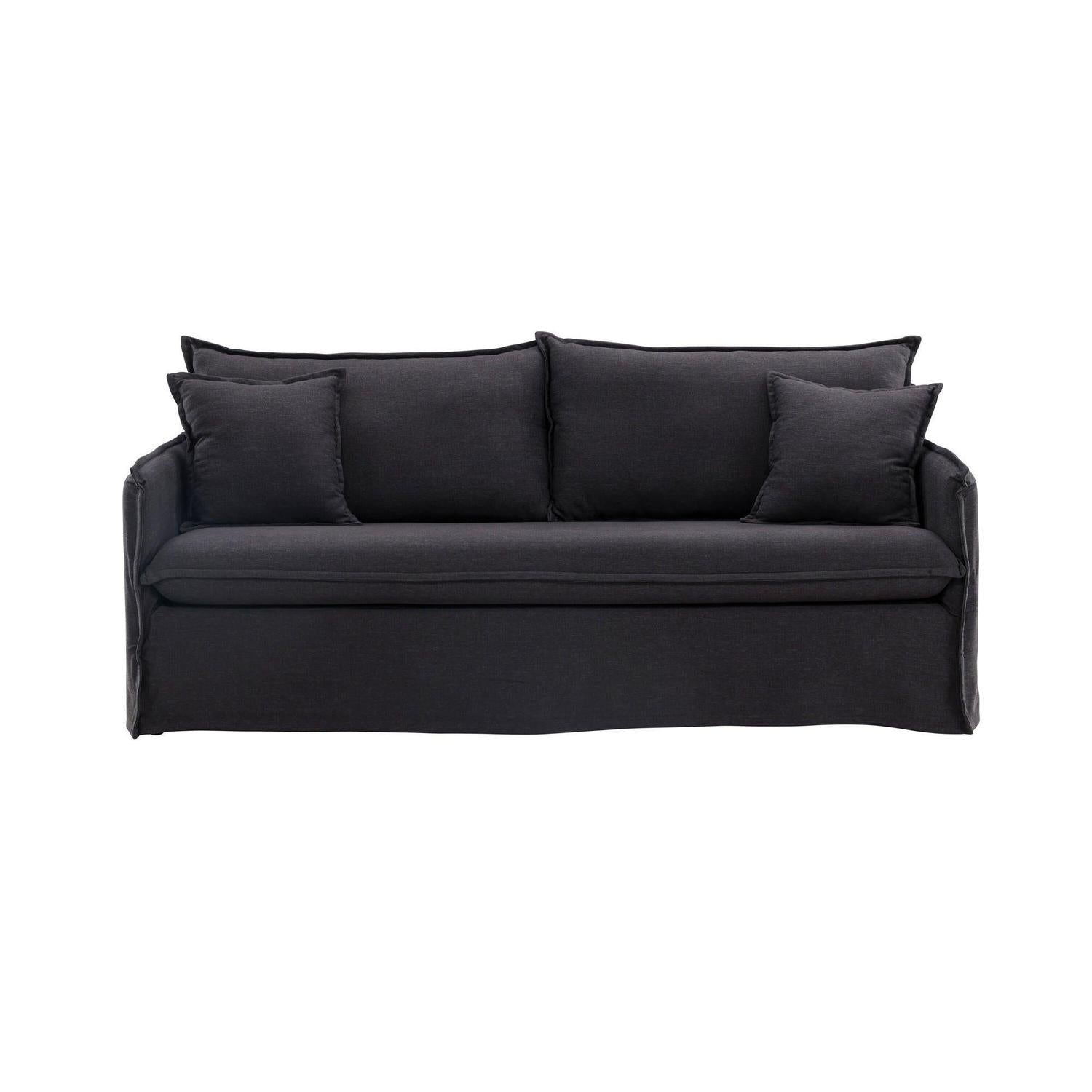 Nova 3-Sitzer Sofa aus Leinen - Schwarz-Einzelsofas-Venture Home-le canapé