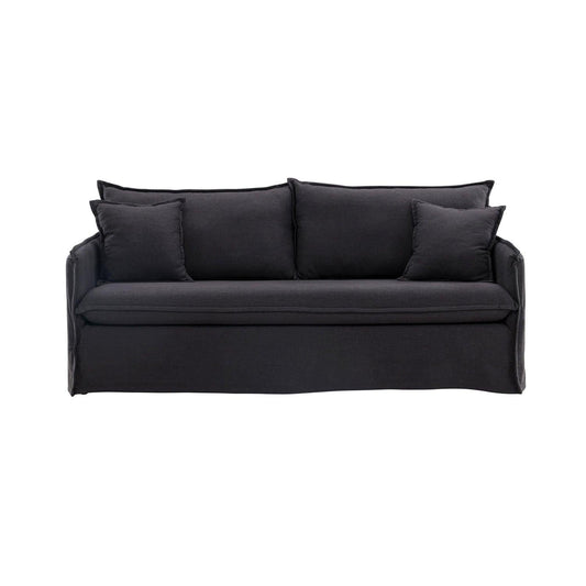 Nova 3-Sitzer Sofa aus Leinen - Schwarz-Einzelsofas-Venture Home-le canapé