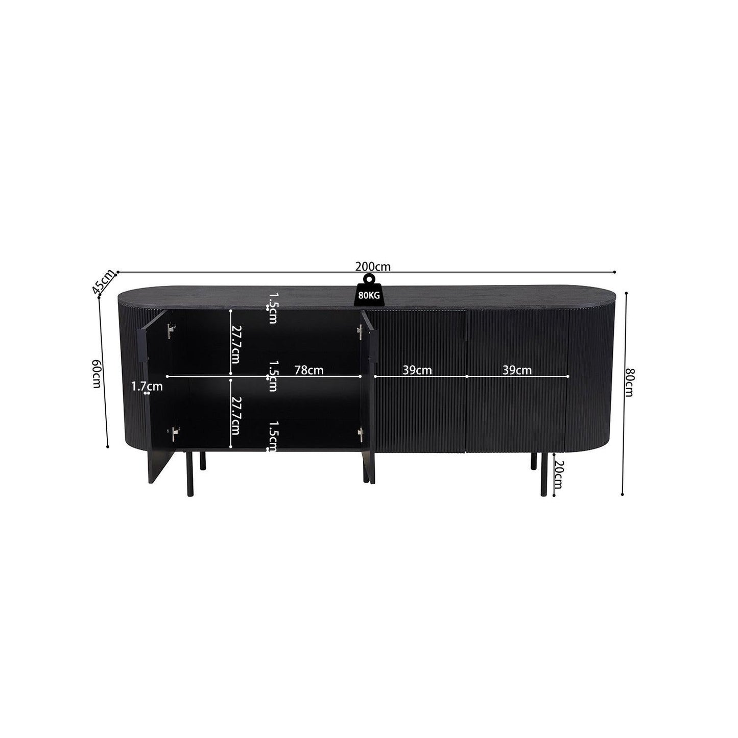 Sideboard Lagos 200cm - Dunkelbraun-Sideboards-Rousseau-le canapé