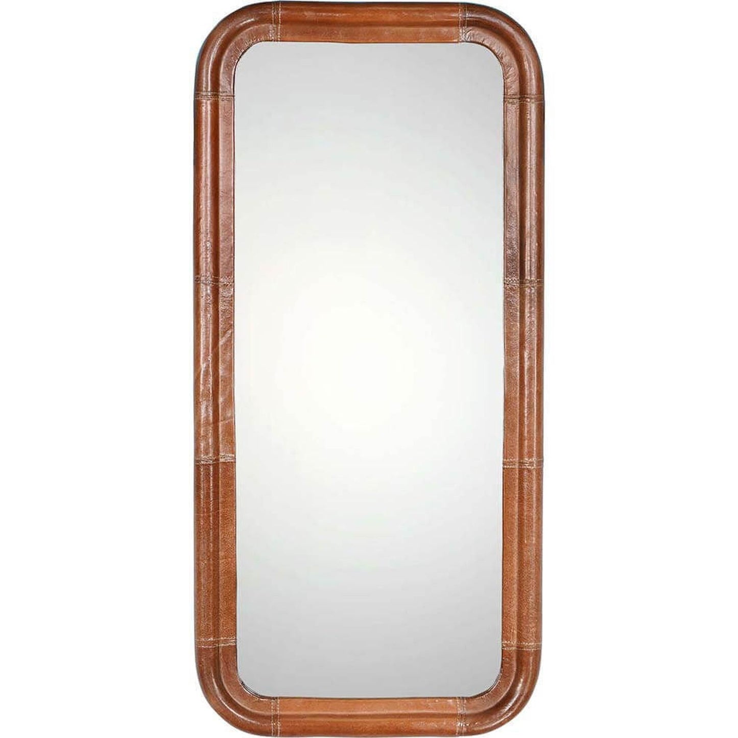 Wandspiegel Brandon mit Lederrahmen 95cm - Braun-Wandspiegel-Trademark Living-le canapé